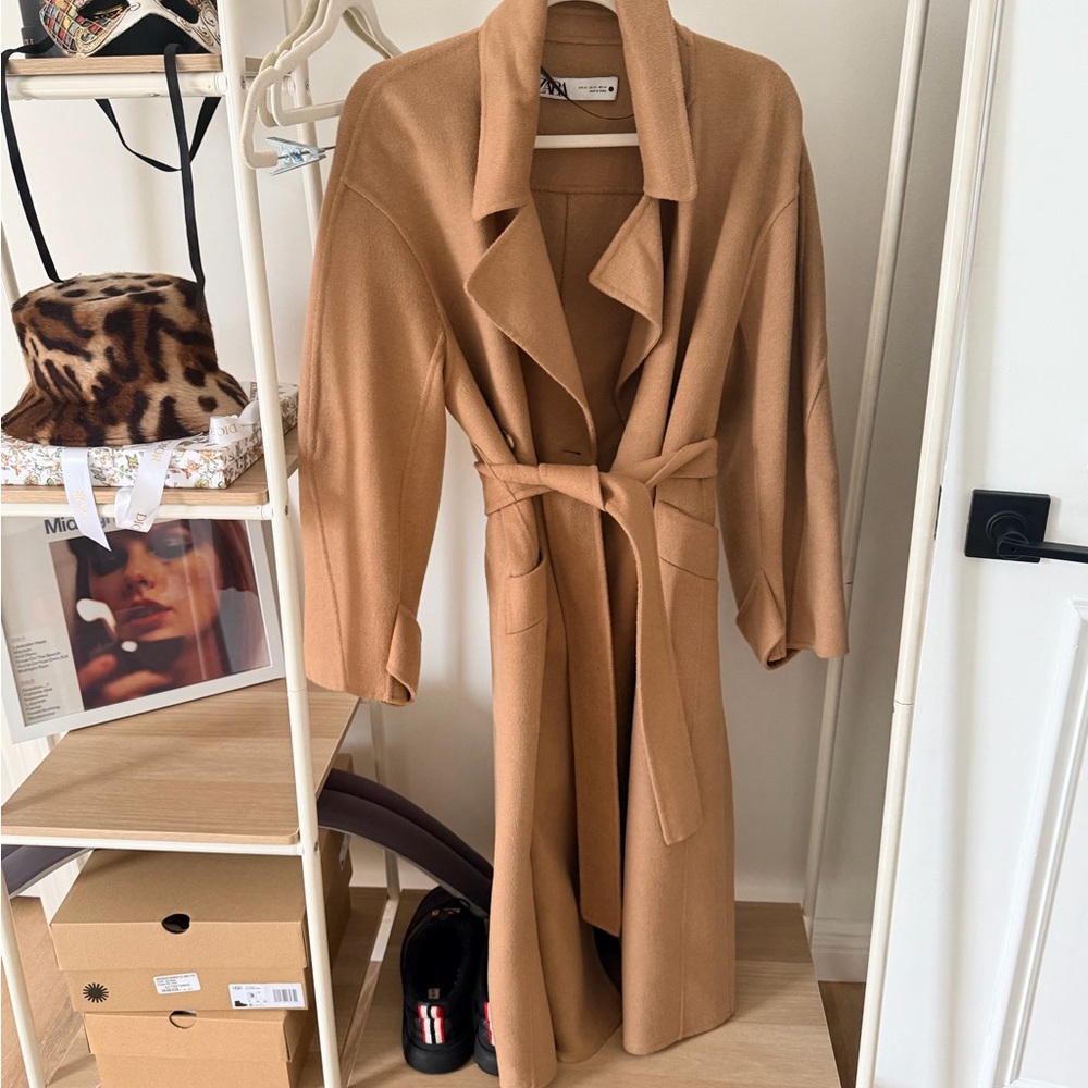 NWOT Zara Camel Wool Trench Coat